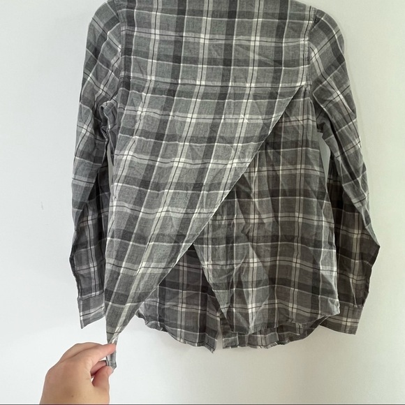 Marine Layer Meadow Button Down Gray Plaid Open Back Size XS Fall Basic - Picture 7 of 7